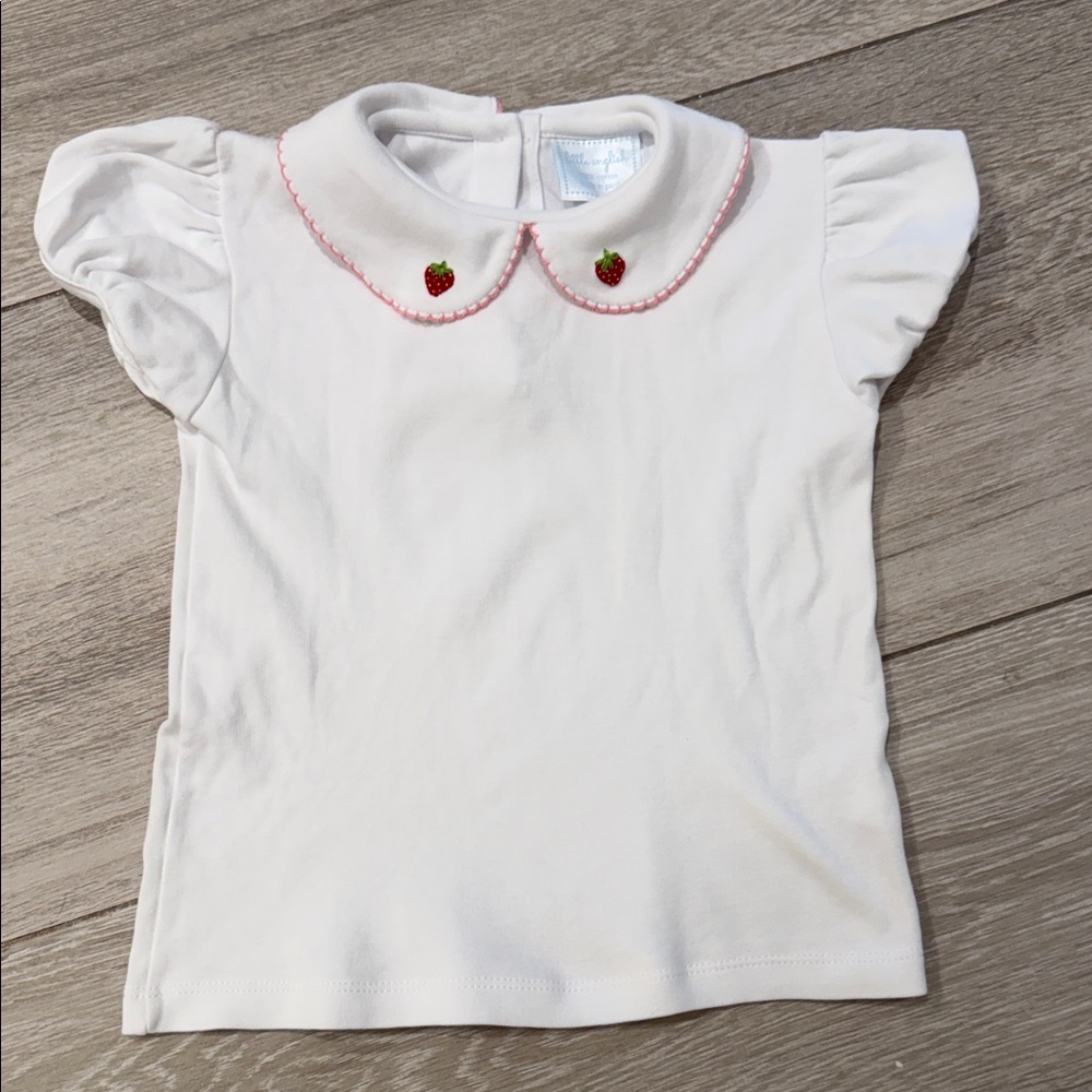 Little English White Shirt with Strawberry Embroidery